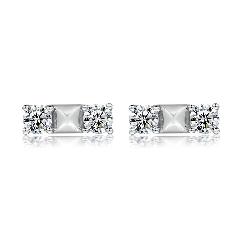 Boucles d'oreilles pour femmes en argent sterling S925, boucles d'oreilles droites en zircon, boucles d'oreilles simples en zircon haut de gamme, boucles d'oreilles pyramidales_voghion.com