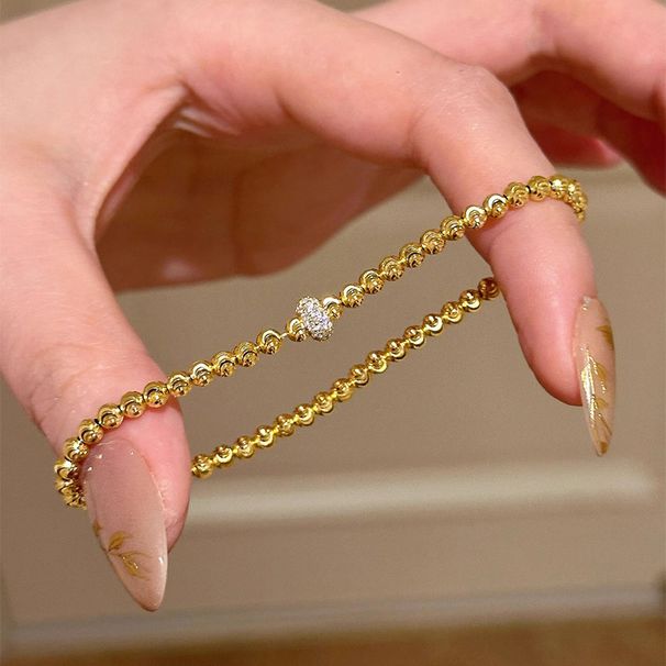 High-end Elastic Cat Eye Gold Beads Full Diamond Running Ring Bracelet Fashion Versatile For Women_voghion.com