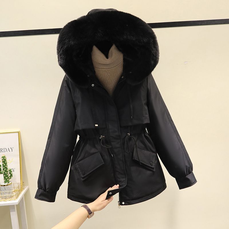 Plus samt parka winter mäntel jacke frauen kurze kleine lose mantel baumwolljacke_voghion.com