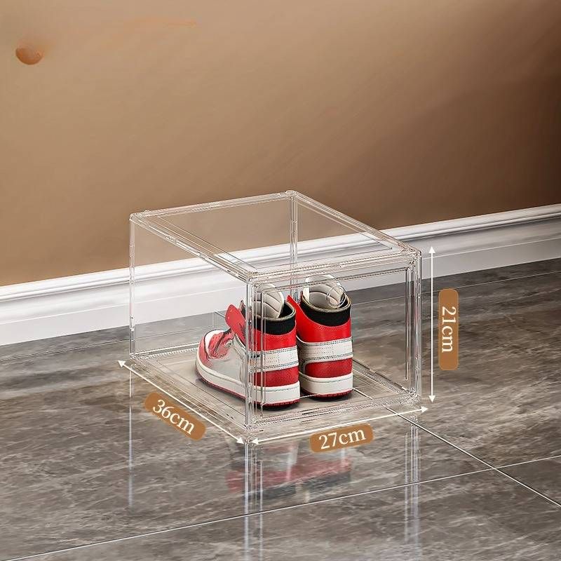 Organizator de familie, cutie magnetică transparentă pentru depozitarea pantofilor, pliabilă, stivuibilă, cu design rezistent la praf, raft pentru pantofi care economisește spațiu pentru dulap, dormitor_voghion.com