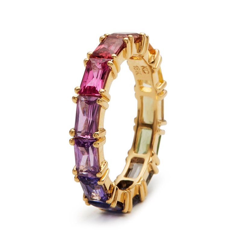 Cao Shi exquisiter modischer Regenbogen-Zirkon-Ring für Damen_voghion.com