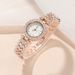 Korean style trendy fashion lady full diamond English watch + full diamond bracelet 3pcs/set_voghion.com