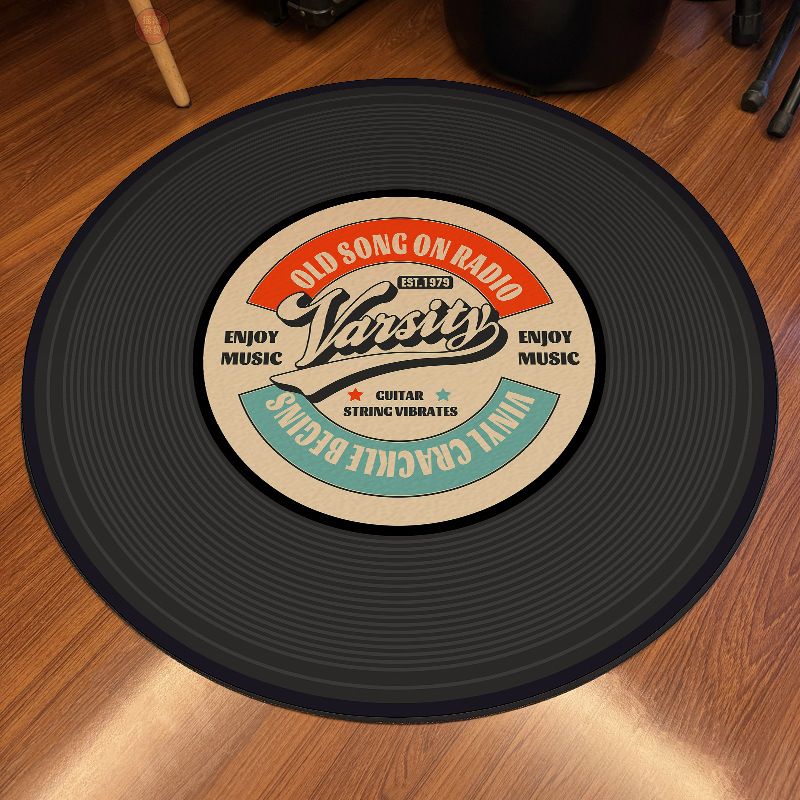Vinyl Record Carpet Boys Bedroom Bedside Blanket Gaming Room Retro Round Study Rocking Chair Computer Chair Floor Mat_voghion.com