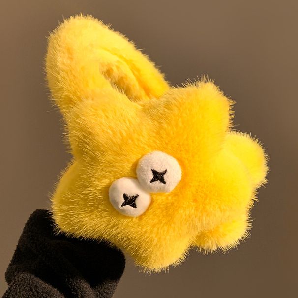 Simpatici paraorecchie in peluche a forma di stella gialla, per donne, autunno e inverno, caldi e spessi, resistenti al freddo_voghion.com