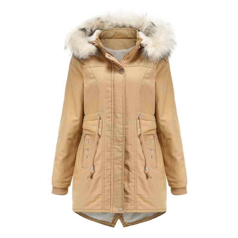 Damen-Steppjacke, abnehmbare Mütze, Pelzkragen, Winter-warme Damen-Steppjacke_voghion.com