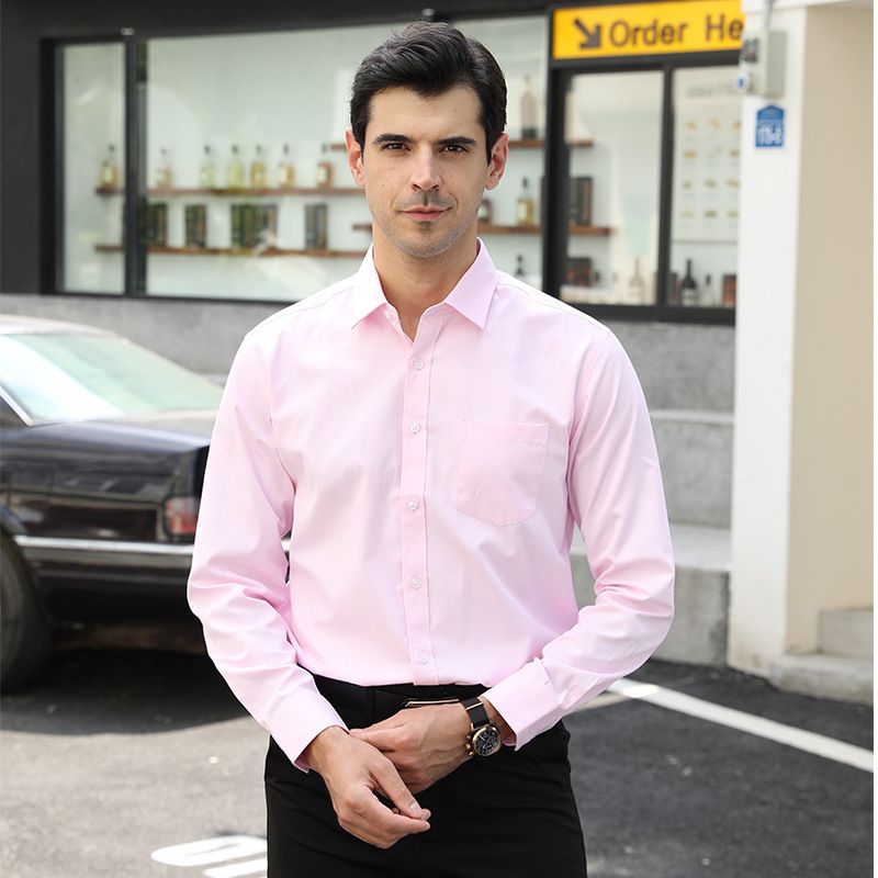 Men's Clothing High End Business Shirts For Men Solid Color Shirts Work Clothes Slim Fit Professional Formal Wear Long Sleeves_voghion.com