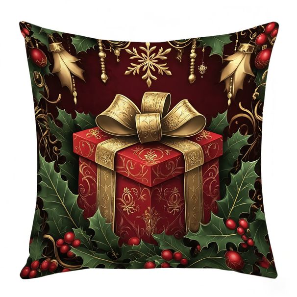 Ensemble de housses de coussin nordiques de Noël - Décoration festive pour le salon, le canapé et le lit - Housse de coussin en lin 45 x 45 cm avec imprimé moderne (4 motifs)_voghion.com