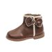 Children's leather girls' short boots, 2024 winter new item, Little Princess fashion, cotton with velvet side zipper,_voghion.com