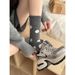 Wollsocken mit Punkten – dicke Thermosocken aus Strick für Winter, Herbst und Frühling – atmungsaktive, bequeme und stylische Mid-Crew-Socken für den täglichen Gebrauch_voghion.com