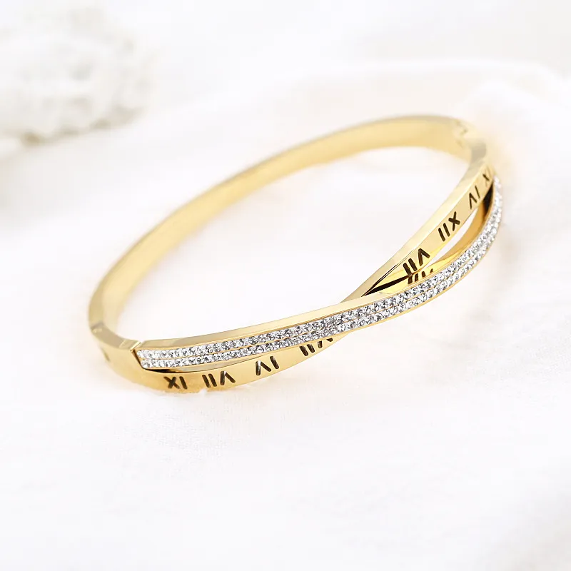 Roman Letters Titanium Steel Bracelet Hollow Female Letter Buckle Bracelet K Gold Star Bracelet_voghion.com