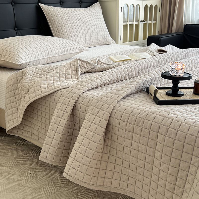 Conjunto de colcha acolchoada de algodão e linho – 3 peças, respirável e lavável (twin/queen/king, contagem de fios 30, certificado OEKO-TEX®) em 5 tons neutros_voghion.com