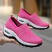 Scarpe da passeggio comode da donna - Sneakers slip-on in rete traspirante con suola spessa e ammortizzata per donne di mezza età_voghion.com
