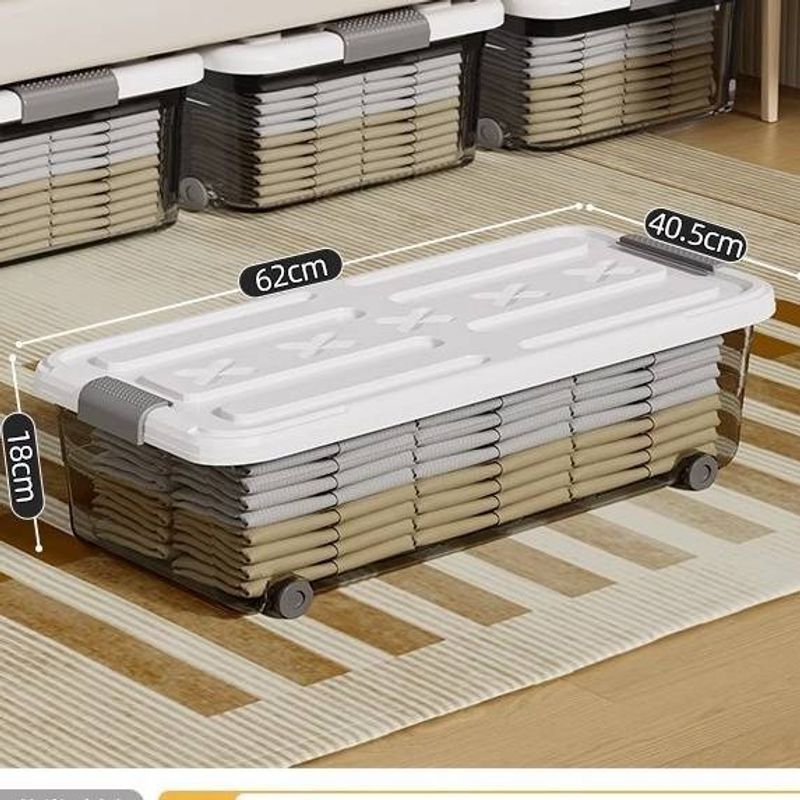 Family Organizer Best helper under bed storage box flat quilt shoes clothes toys with wheels drawer storage plastic organization_voghion.com