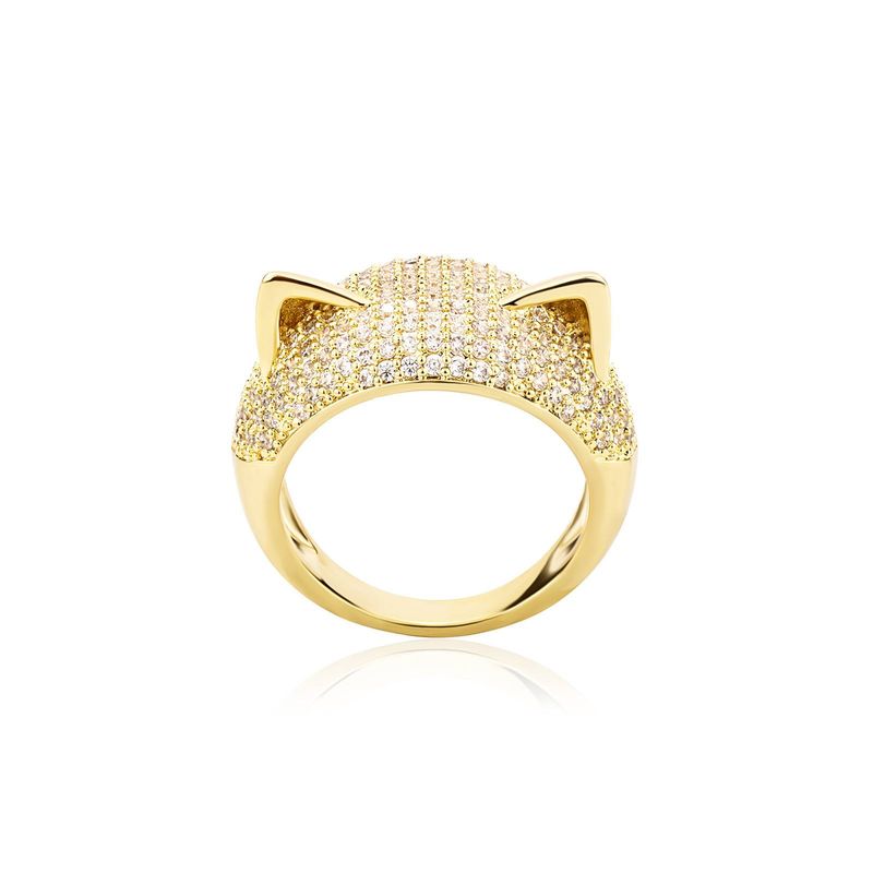 Micro Studded Zircon Cute Cat Ear Rings For Men And Women Hip Hop Personality Ring Jewelry_voghion.com