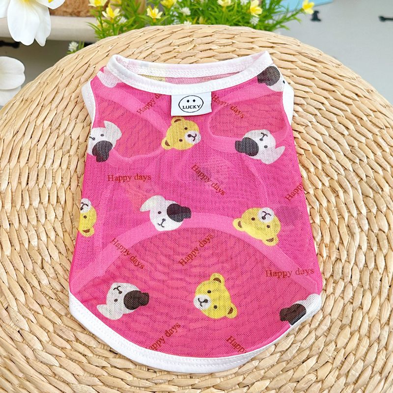 New Korean And Japanese Style Cool Breathable Mesh Pet Dog Cat Clothes Teddy Bichon Anti-Shedding Vest_voghion.com