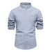 Camicia a maniche lunghe a righe da uomo in cotone e lino, moda casual_voghion.com