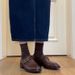 Fårskinnsversion ~ Bältesspänne Bantande Chunky Heel Loafers Dam Djup Mun Svart All-Match Enkelskikt Äkta Runda_voghion.com