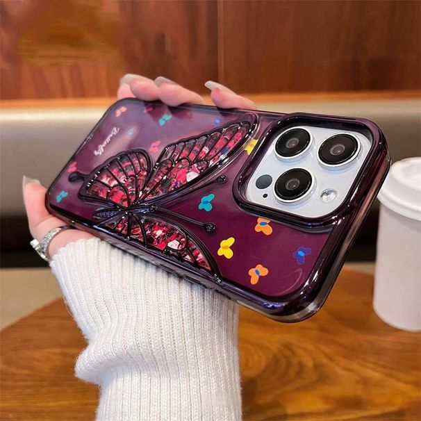 Butterfly Electroplated TPU Phone Case For IPhone 15 Pro Max/14 - Soft Flexible Protective Cover_voghion.com