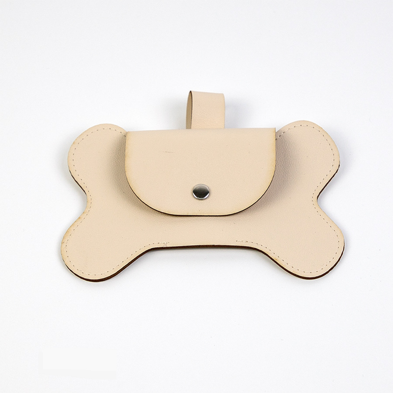 Sac à déjections canines en cuir PU avec corde de traction pour l'extérieur, peut accrocher le sac à déjections canines, sac de rangement pour excréments d'animaux_voghion.com