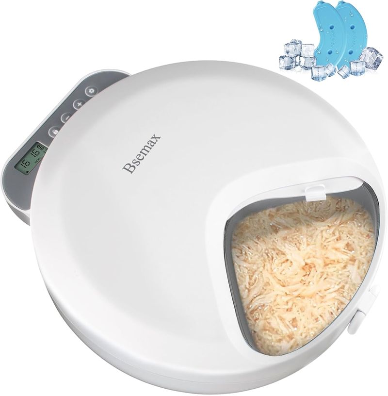 Automatic Cat Feeder Wet Food,Cordless Wet Pet Food Dispenser With 4 Ice Packs,4 Meals Per Day Fresh Food Refrigerated Container_voghion.com