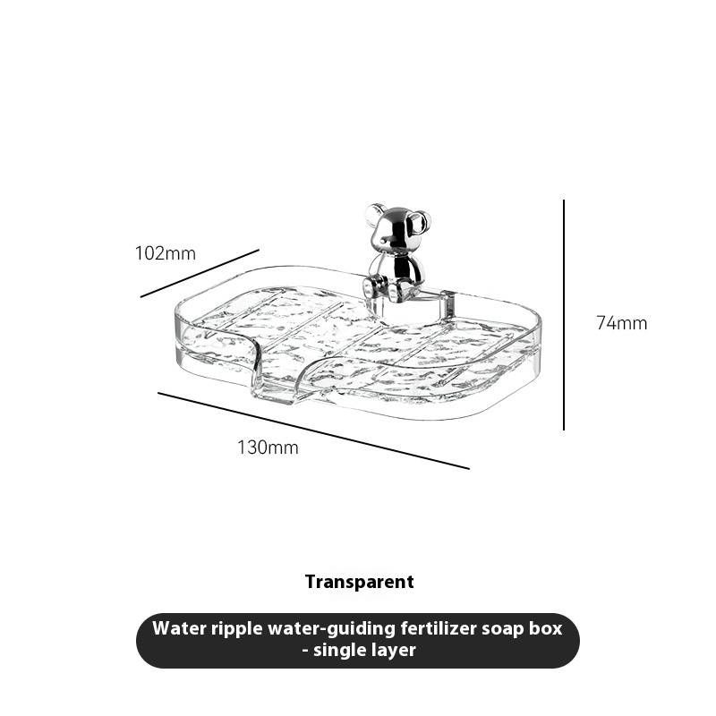 Wall-Mounted Transparent Soap Dish With Drainage – No-Drill Bathroom Organizer (Space-Saving, Modern Design, Single/Double Layer, Clear/Gray)_voghion.com