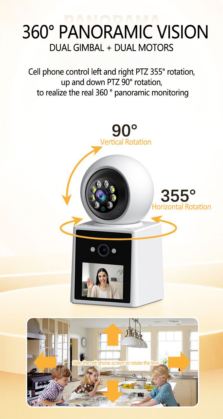 RSCAMTOM 2.4-Inch Dual-Lens WiFi Video Baby Monitor With Two-Way Audio, Night Vision, 360° Rotation & UPS Backup_voghion.com