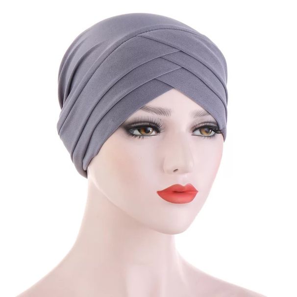 Tessuto elastico con tre cappelli indiani incrociati sul davanti che possono nascondere i capelli, cappello foulard, cappello base musulmana_voghion.com