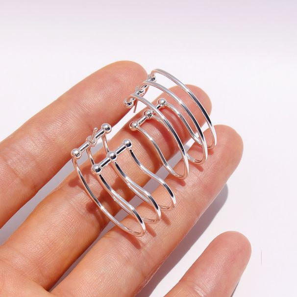 Orecchini pendenti geometrici a strati con onde, orecchini pendenti alla moda unici, orecchini pendenti leggeri in ottone di lusso con design a catene irregolari_voghion.com