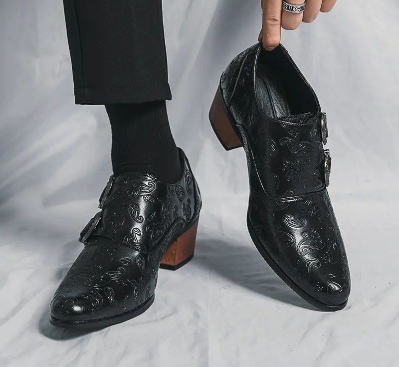 Noua versiune coreeană a pantofilor de nuntă pentru bărbați maro, la modă, cu toc înalt și subțire, respirabili, casual, din piele, la modă_voghion.com