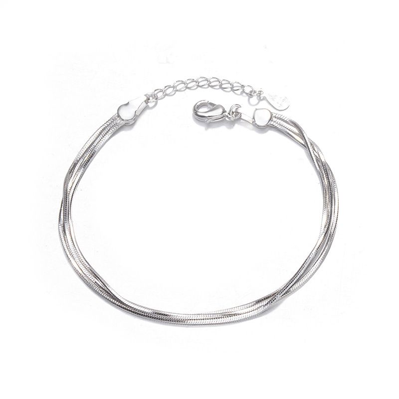 Sterling VENUS Sier Dames Koreaanse versie van Simple Fashion 3-laags kleine frisse Ins-stijl armband_voghion.com