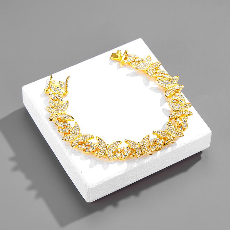 Sieradenset voor dames, modieuze vlinder, diamant, Cubaanse ketting, Bulingbuling, trendy luxe ketting, trui, ketting, exclusief_voghion.com