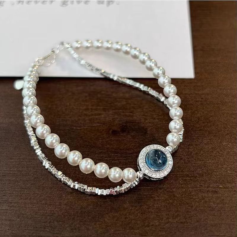 S Pure Double-layer Broken Silver Pearl Bracelet, Niche High-end, Gentle And Luxurious Temperament, French Bracelet Gift_voghion.com