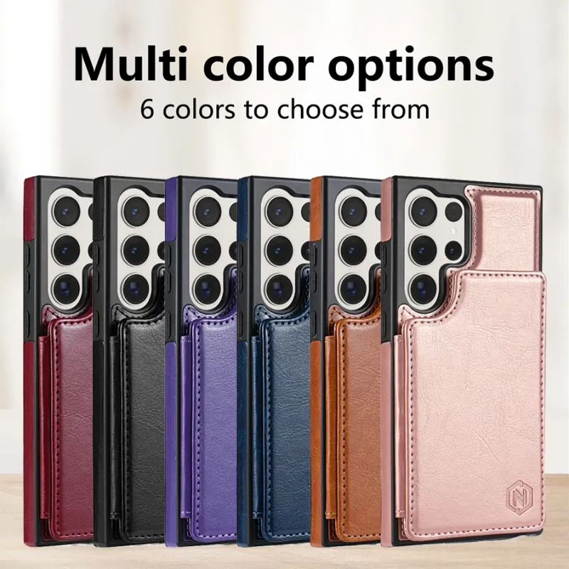 Wallet RFID Blocking Layer Protect Anti-Theft Magnetic Leather Case For Samsung Galaxy S24 FE S23 Ultra S22 Plus S21 S20FE Cover_voghion.com