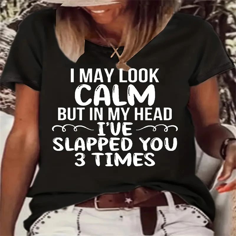 I MYA LOOK CALM Modna ženska majica s printom, ležerni top za proljeće i ljeto, WoWoŽenska odjeća, ležerne osnove s O-ovratnikom._voghion.com