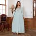 Muslimische Robe Damen Einfaches besticktes Kleid Kaftan Kleider_voghion.com
