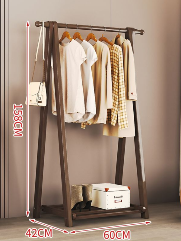 Cabide de chão para quarto, prateleira de madeira maciça, simples e moderno, para cabeceira de casa_voghion.com