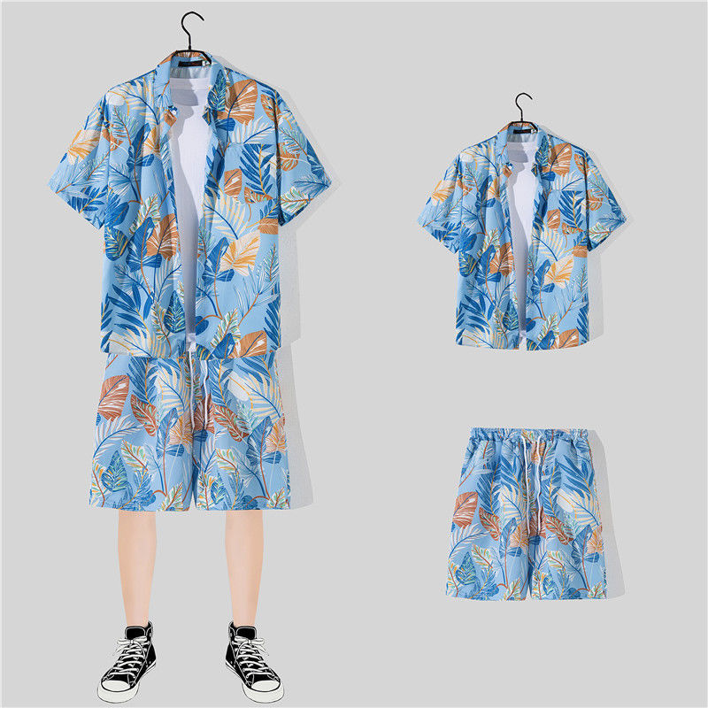 Herrenbekleidung Neuer Hemdanzug mit Blumenmuster, Hawaii-Stil, hübscher Hip-Hop, modisches Kurzarm-Shorts-Set für Frühling und Sommer_voghion.com