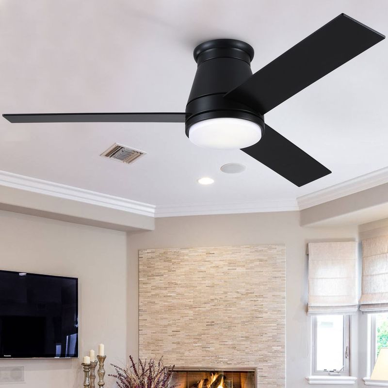 48' Black Lowe Profile Ceiling Fan With Light_voghion.com