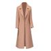 Women's Knee-Length Wool Blend Trench Coat With Belt - Elegant Office Casual Overcoat In Solid Colors (Khaki, Burgundy, Coffee, Caramel)_voghion.com