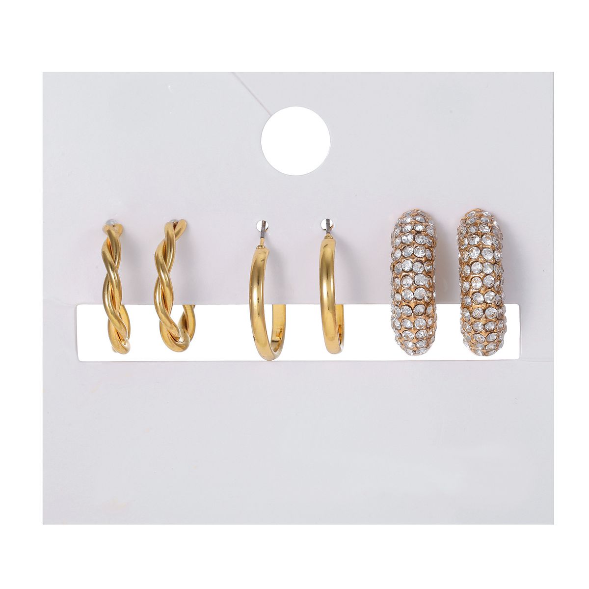 Modische Ohrringe mit diamantbesetzten Verschlüssen, klassisches Ohrring-Set, temperamentvoll, C-förmige Ohrringe_voghion.com