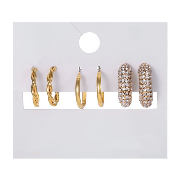 Modische Ohrringe mit diamantbesetzten Verschlüssen, klassisches Ohrring-Set, temperamentvoll, C-förmige Ohrringe_voghion.com