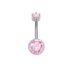 Nuovo piercing all'ombelico in acciaio inossidabile rosa a 6 griffe, stile transfrontaliero, con cuore e zircone a farfalla_voghion.com