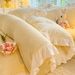 Korean Version Milk Four-Piece Fresh Lace Double-Sided Bed Sheet Duvet Cover Three-Piece Set Thickened Coral Velvet_voghion.com
