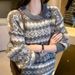 Oversized Chunky Knit Sweater – Women’s 3D Texture Round Neck Pullover (Gray, Black)_voghion.com