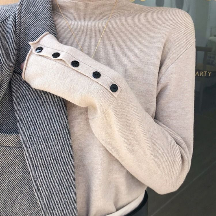 Half high neck base knitted winter 2024, new style outside, slimming sweater women, and early autumn top for wearing on_voghion.com