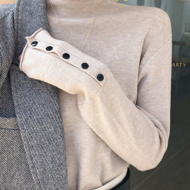 Half high neck base knitted winter 2024, new style outside, slimming sweater women, and early autumn top for wearing on_voghion.com