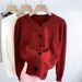 Elegant Long Sleeve Cardigan For Women Soft Knit Open Front Sweater With Classic Round Neck -Versatile Casual & Office Wear Available In 5 Colors_voghion.com