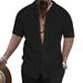 2024 Summer Men's Shirt Casual Loose Short Sleeve Beach Button-Up Top_voghion.com