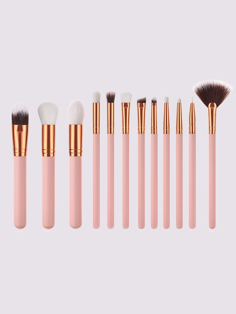 Set di pennelli per trucco di qualità rosa da 12 pezzi_voghion.com