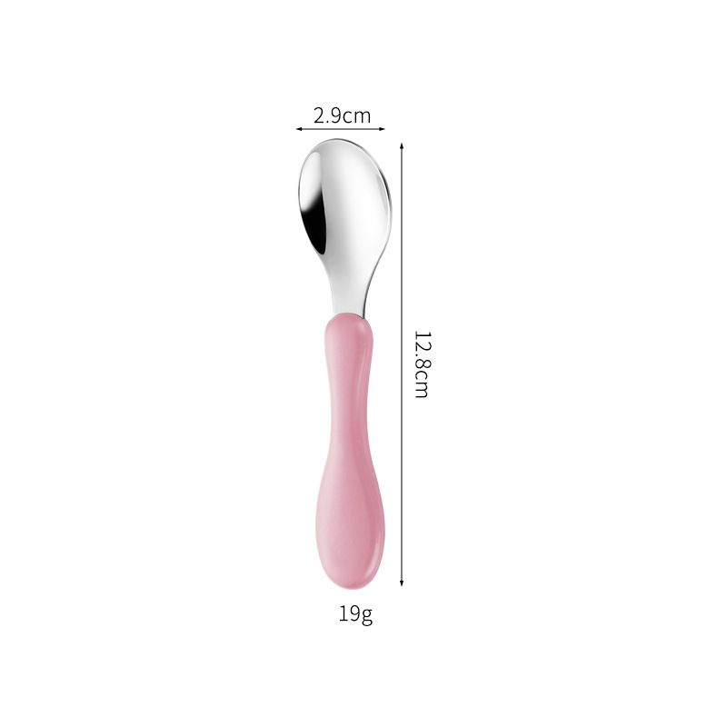 304 Stainless Steel Children's Baby Food Grade Short Handle Fork Eating Training Spoon Tableware Set_voghion.com